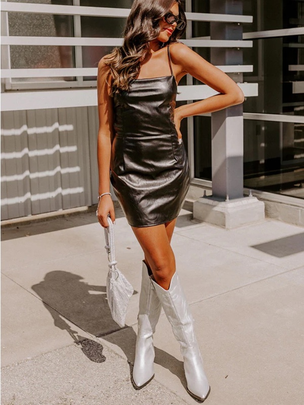 Olivaceous Stay Out All Night Faux Leather Dress